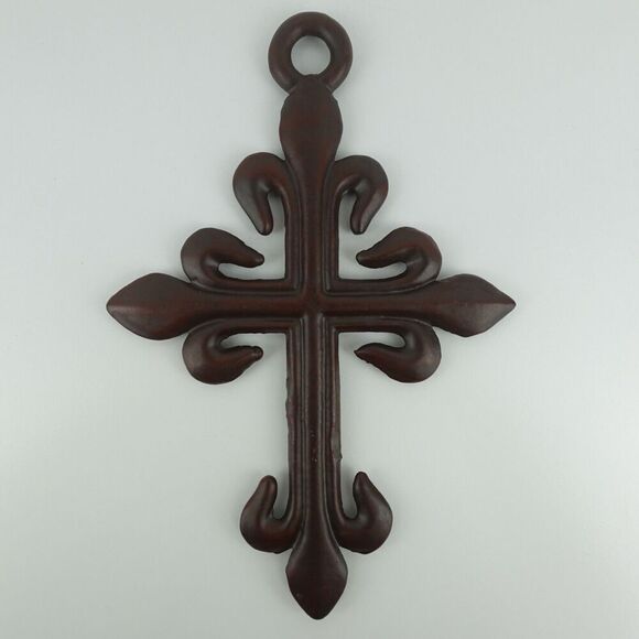 Iron Cross Medieval Ornate Gothic Fleur De Lis Wall Decor - Picture 1 of 11